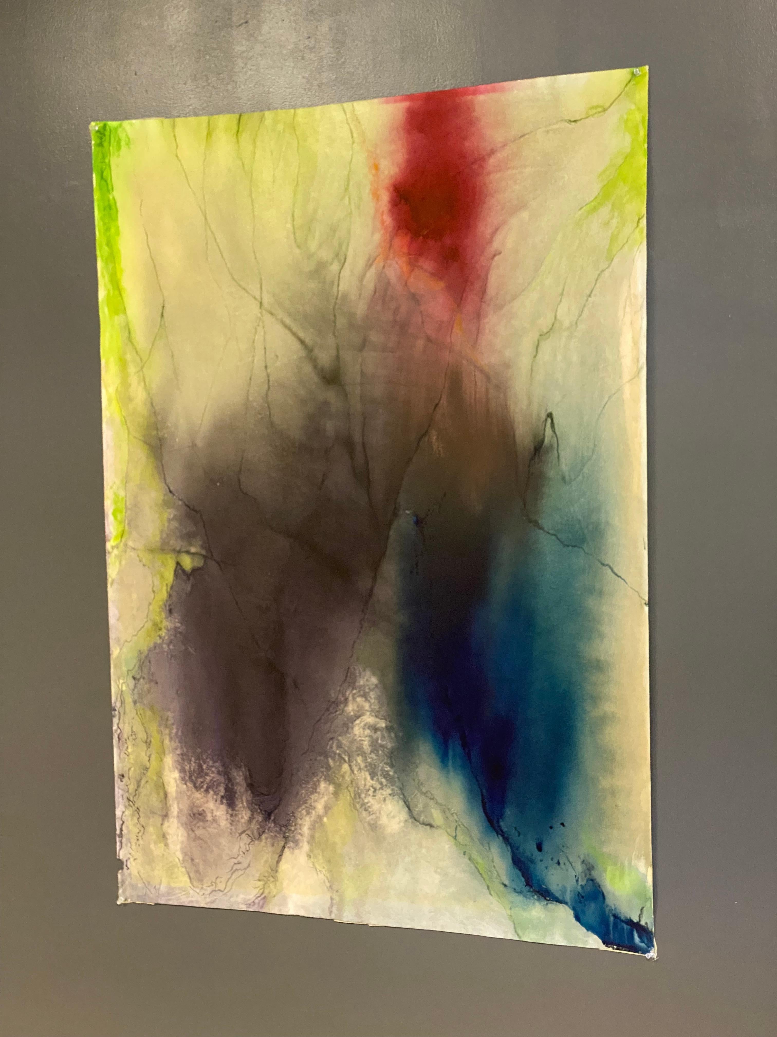 Abstraktes Aquarell im Frankenthaler Soak Stain-Stil (Postmoderne) im Angebot