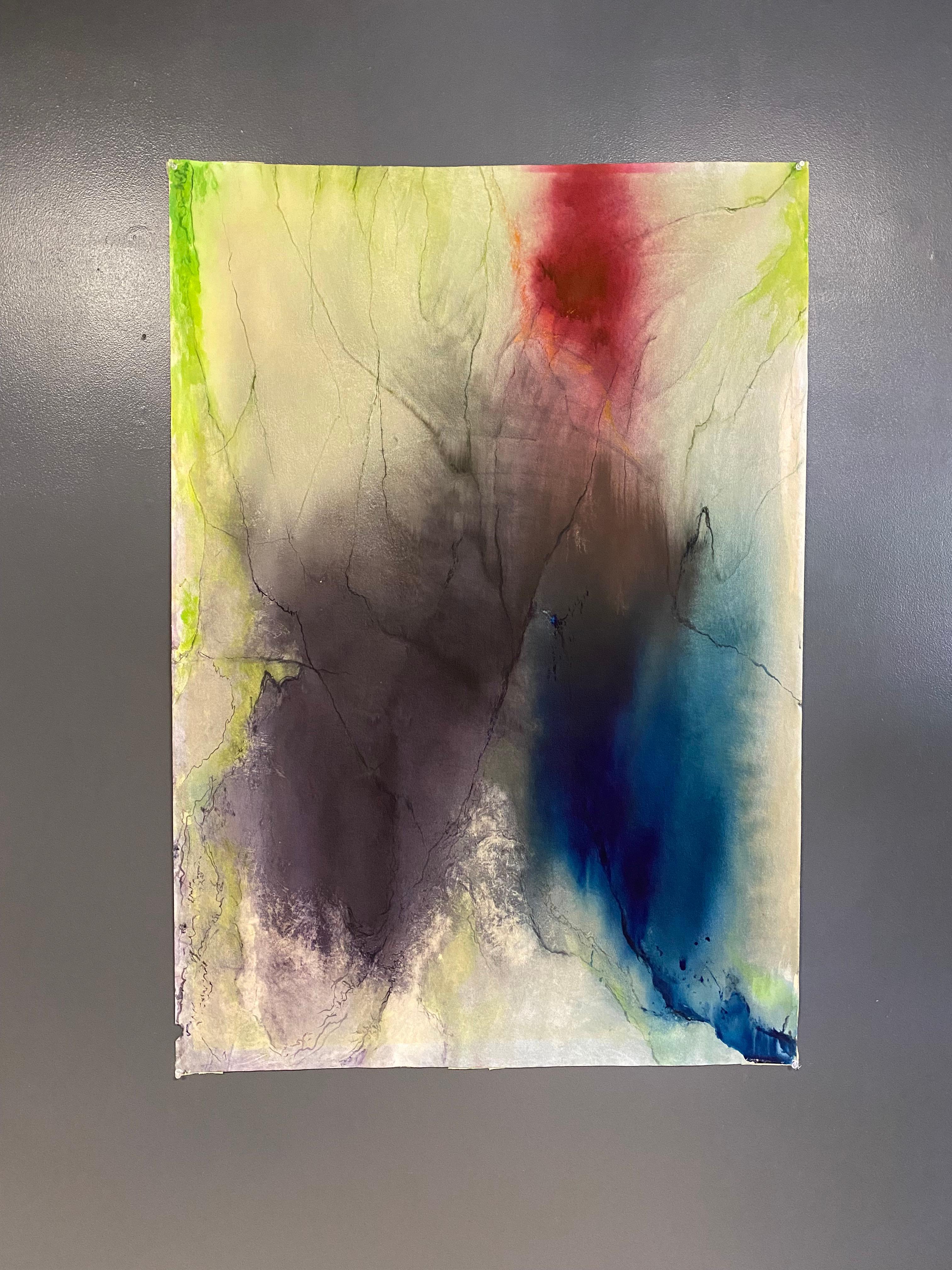Abstraktes Aquarell im Frankenthaler Soak Stain-Stil (Handbemalt) im Angebot