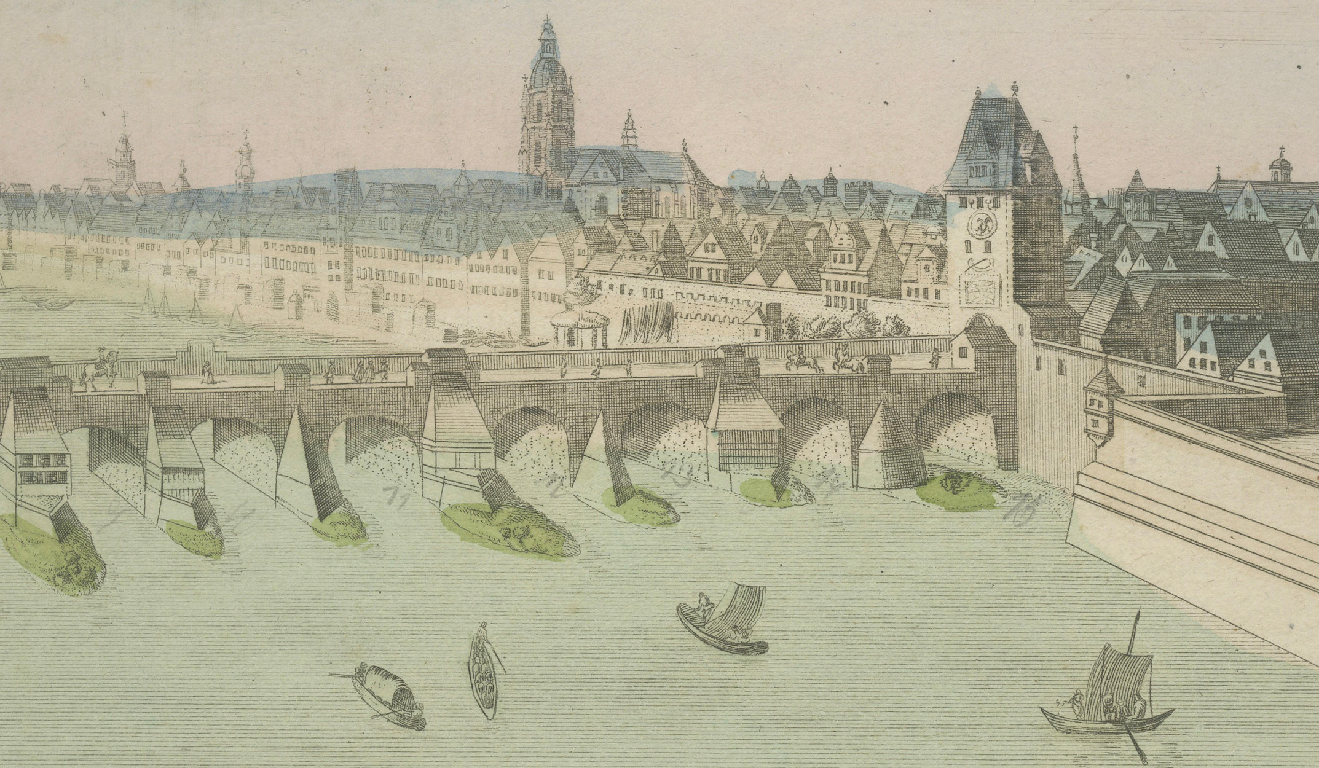 Frankfurt am Main Optica View – Huguier Paris Hand-Colored Vue d’Optique c.1780
