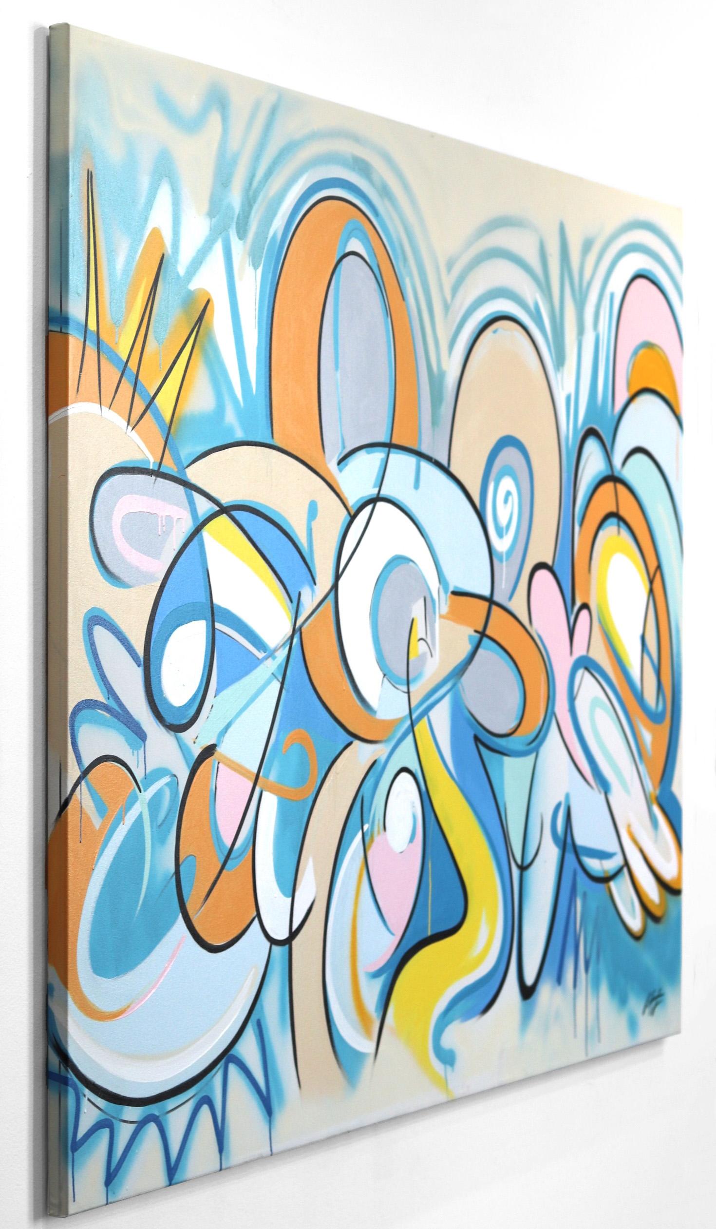 Light Force – Original, großes, übergroßes, kubistisches Gemälde des abstrakten Expressionismus (Grau), Landscape Painting, von Frankie Alfonso