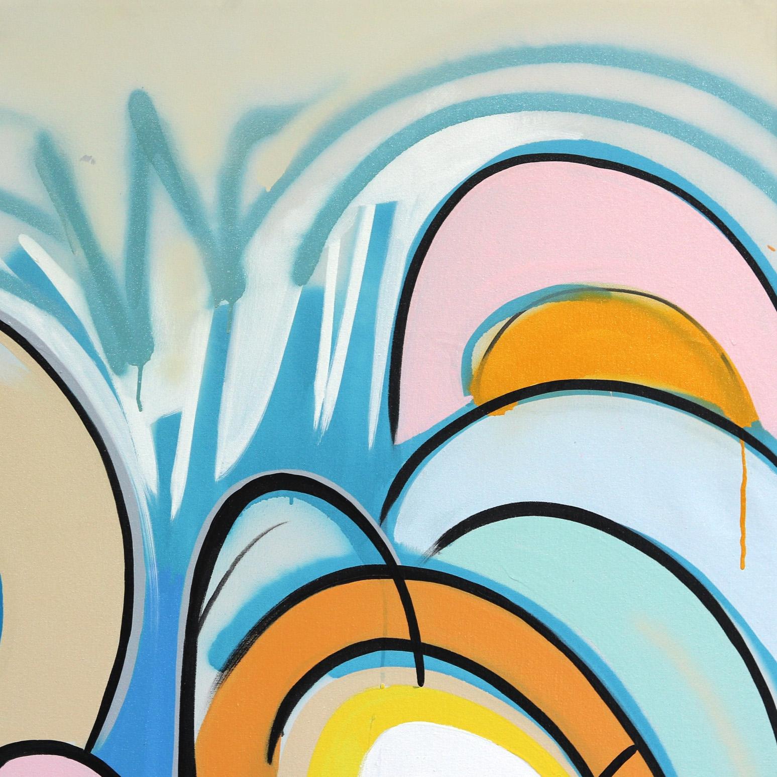 Die kubanisch-amerikanische Künstlerin Frankie Alfonso schafft verwobene Gemälde mit lebendigen Farben und spontanen, ausgewogenen Kompositionen. Sein Werk lässt sich am besten als eine Art automatisches Schreiben beschreiben, bei dem er einfache