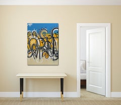 Minerali - Pittura di strada originale espressiva in blu, giallo, bianco e nero