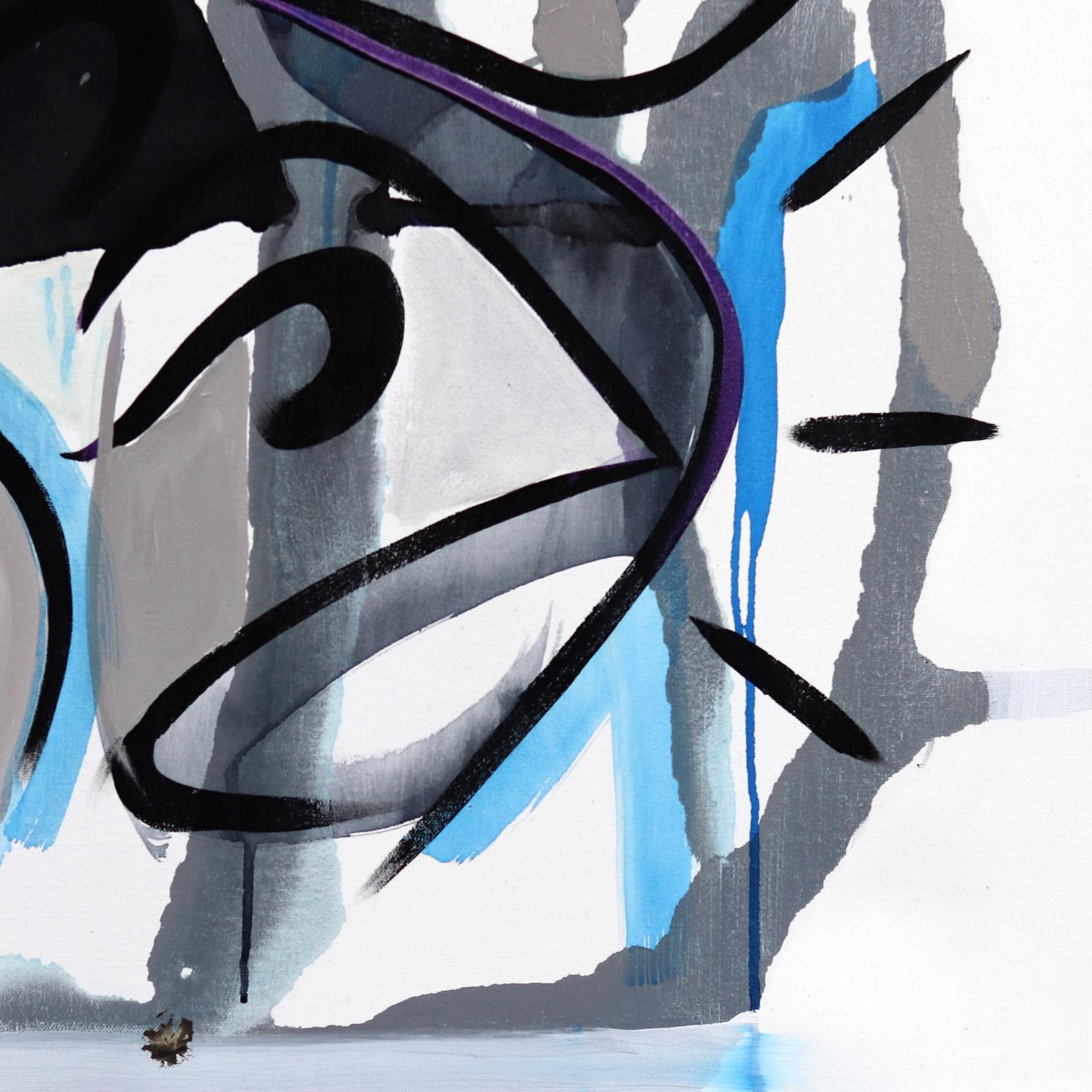 Pasión o Veneno - Pintura Original Negra Púrpura Cubismo Abstracto Arte Callejero en venta 3