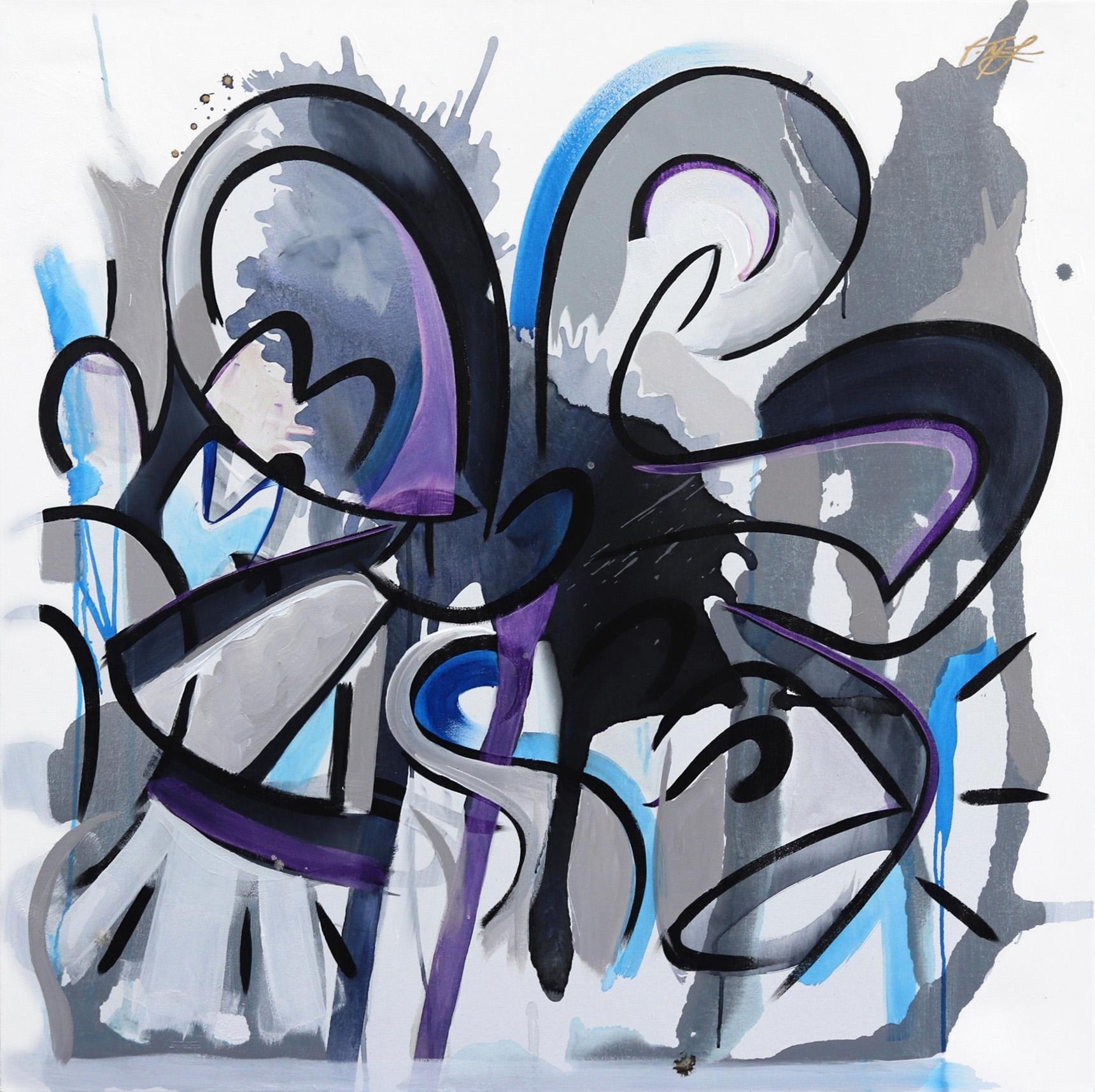 Abstract Painting de Frankie Alfonso - Pasión o Veneno - Pintura Original Negra Púrpura Cubismo Abstracto Arte Callejero