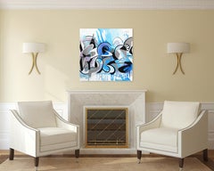 Splish Splash - Pittura originale in stile graffiti su tela con tecnica mista