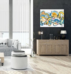 Spiaggia del tramonto -  Vibranti Graffiti colorati Pittura gestuale a tecnica mista originale