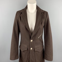 FRANKIE MORELLO Size S Brown Wool Patch Pockets Notch Lapel Coat