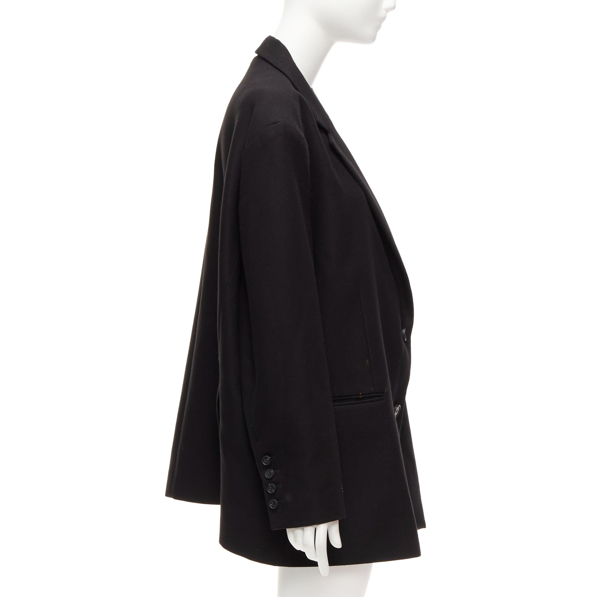 Women's FRANKIE SHOP Bea black twill fabric oversized shoulder padded blazer For Sale