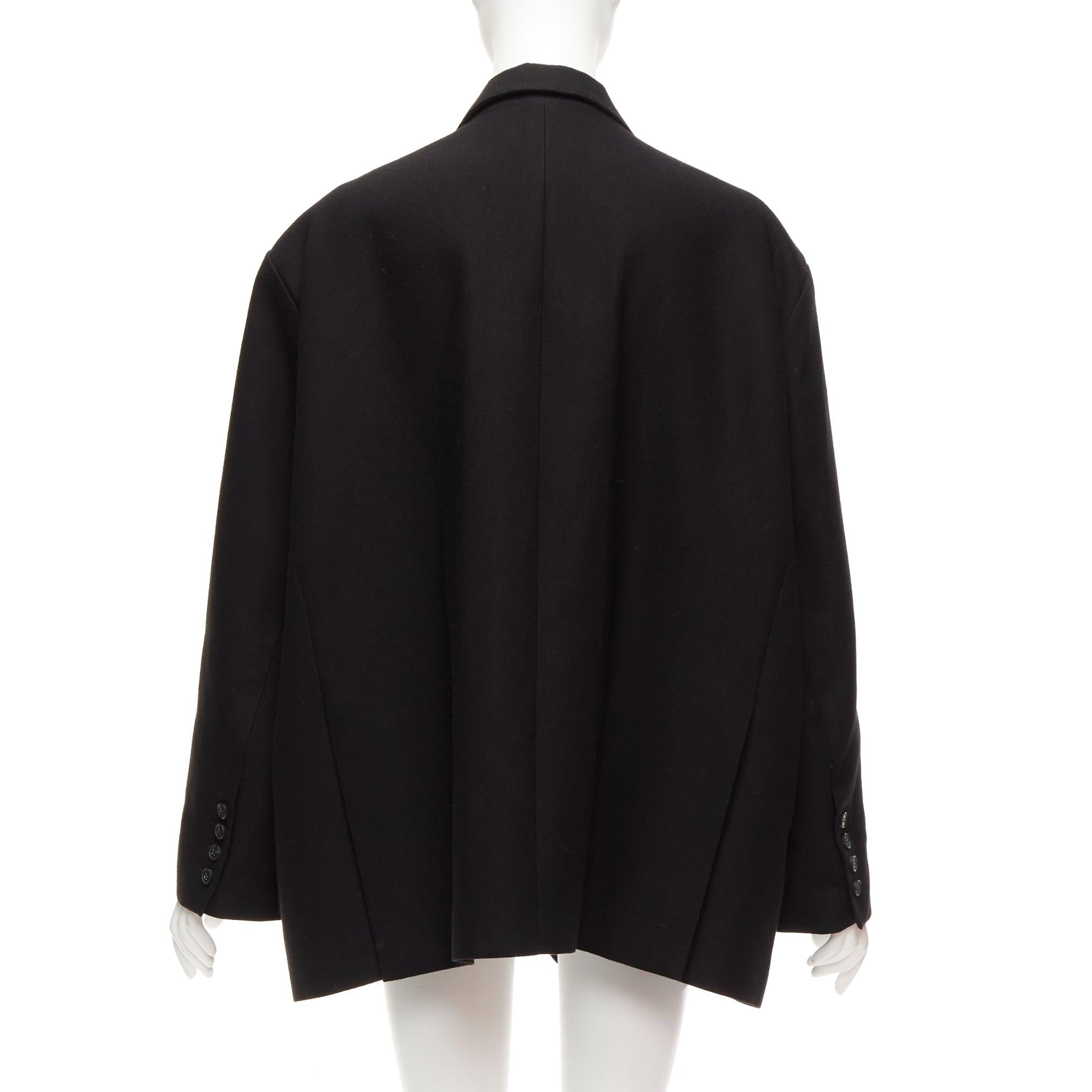 FRANKIE SHOP Bea black twill fabric oversized shoulder padded blazer For Sale 1