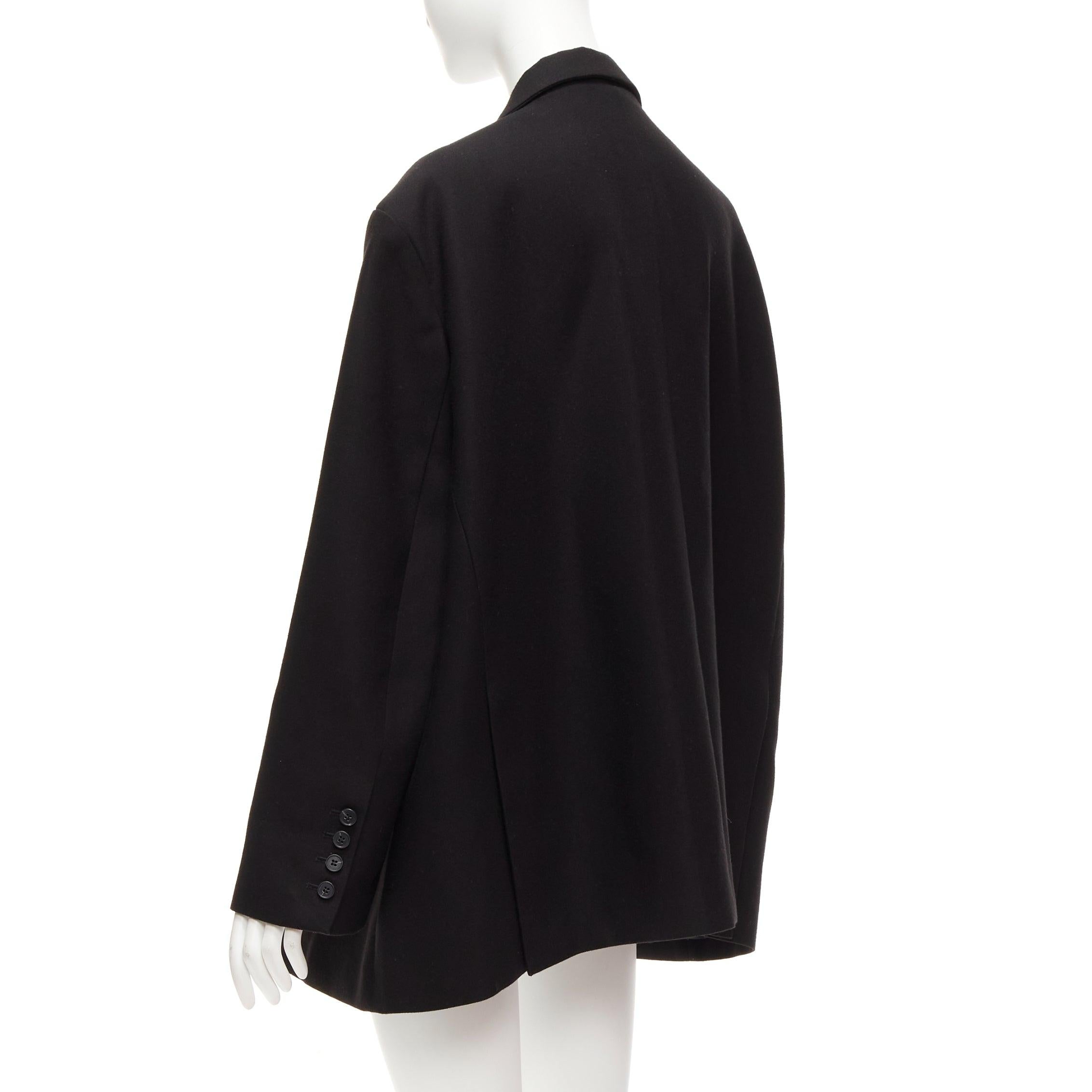 FRANKIE SHOP Bea black twill fabric oversized shoulder padded blazer For Sale 2