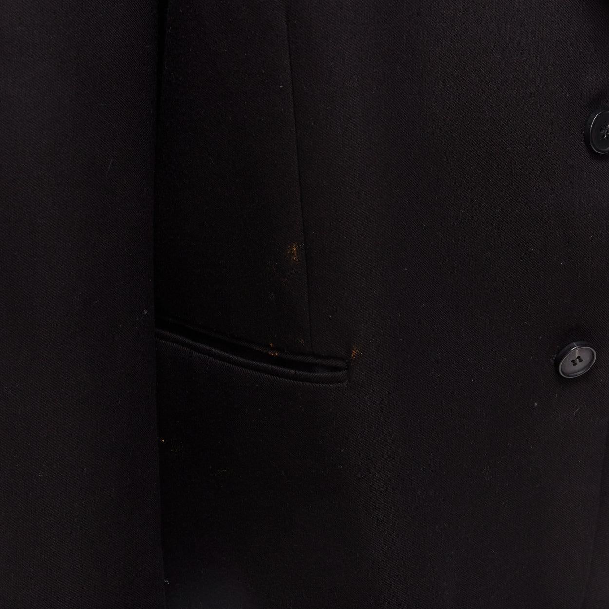 FRANKIE SHOP Bea black twill fabric oversized shoulder padded blazer For Sale 3