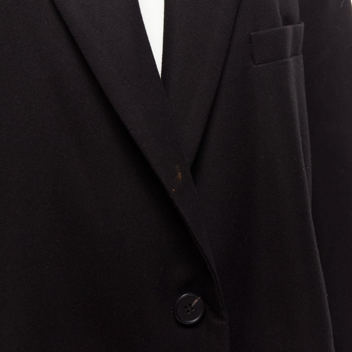 FRANKIE SHOP Bea black twill fabric oversized shoulder padded blazer For Sale 4