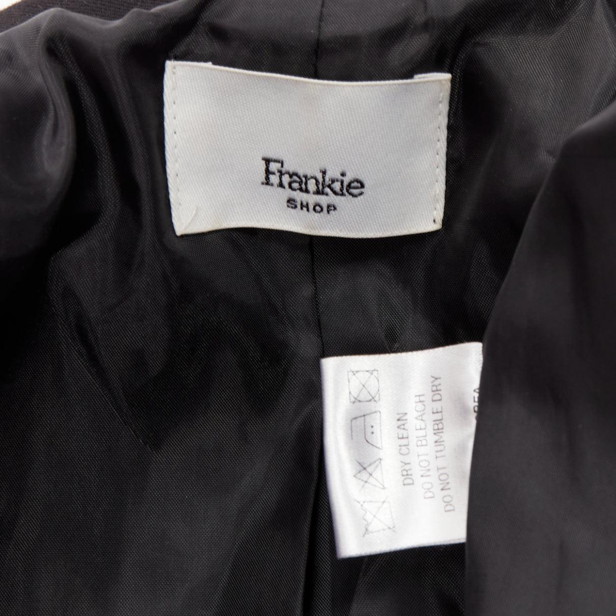 FRANKIE SHOP Bea black twill fabric oversized shoulder padded blazer For Sale 5