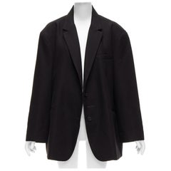 FRANKIE SHOP Bea Schwarzer Blazer aus Twill-Stoff in Übergröße mit Schulternpolsterung