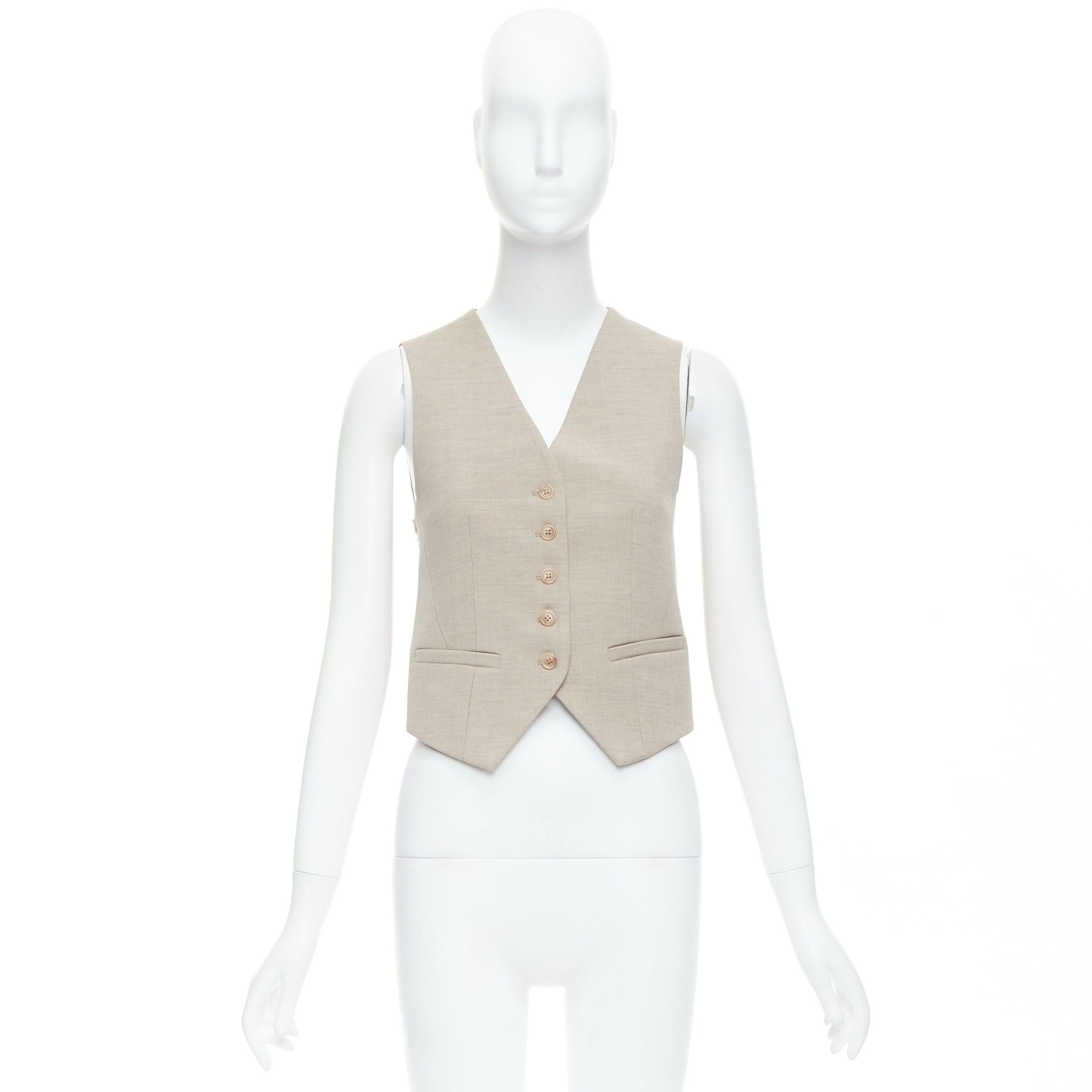 FRANKIE SHOP Gelso khaki tencel buttons waistcoat vest top XS For Sale 5