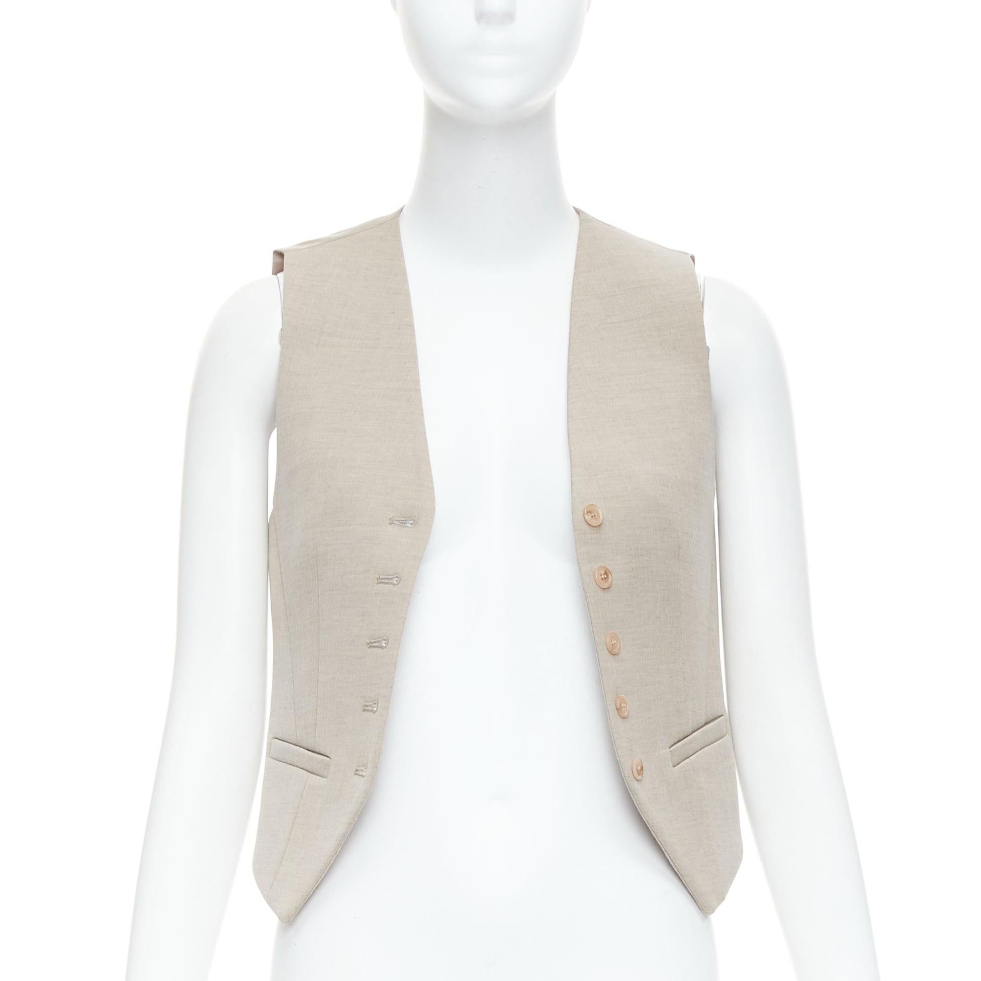 Beige FRANKIE SHOP Gelso khaki tencel buttons waistcoat vest top XS For Sale
