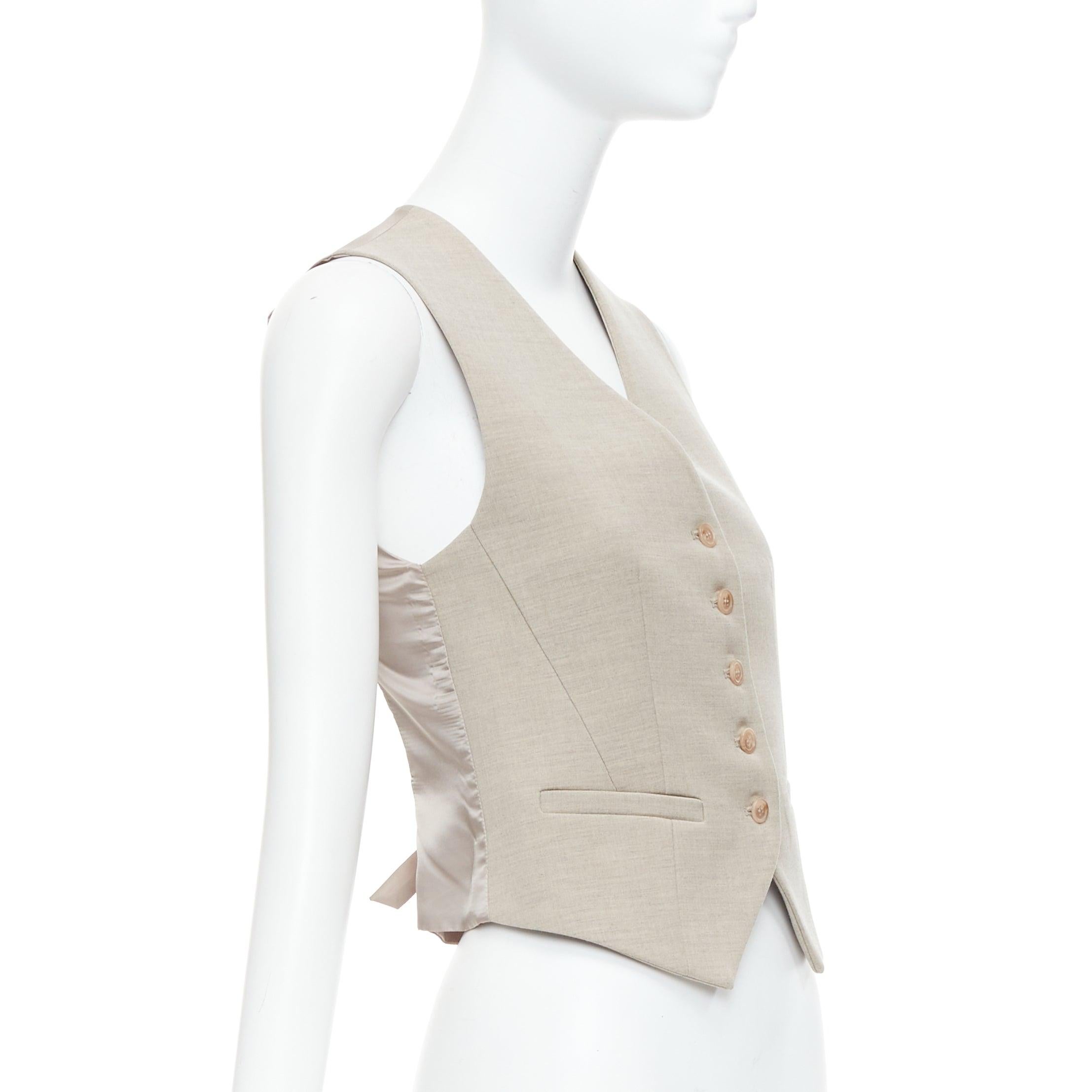 FRANKIE SHOP Gelso khaki tencel buttons waistcoat vest top XS In Excellent Condition For Sale In Hong Kong, NT