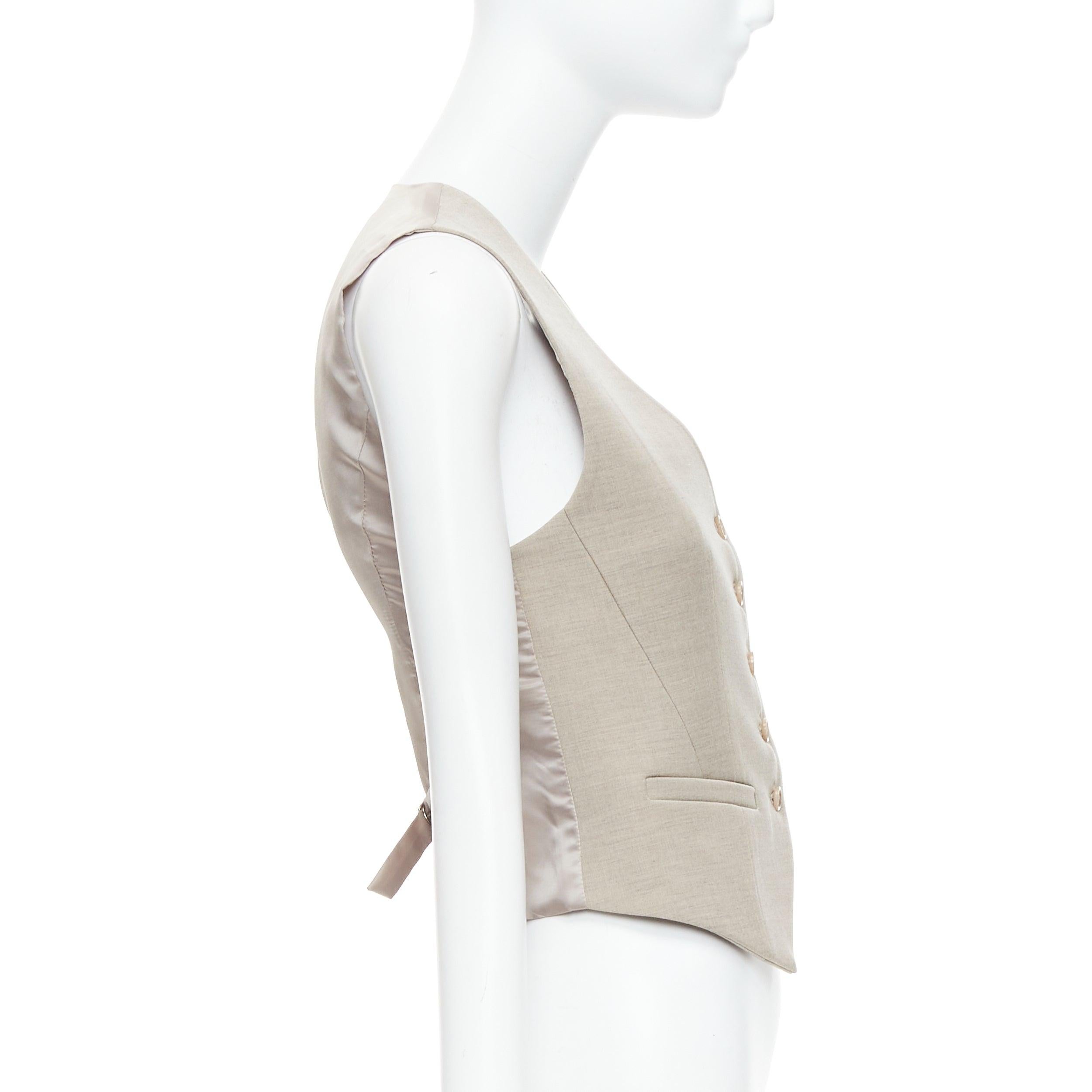 Women's FRANKIE SHOP Gelso khaki tencel buttons waistcoat vest top XS For Sale