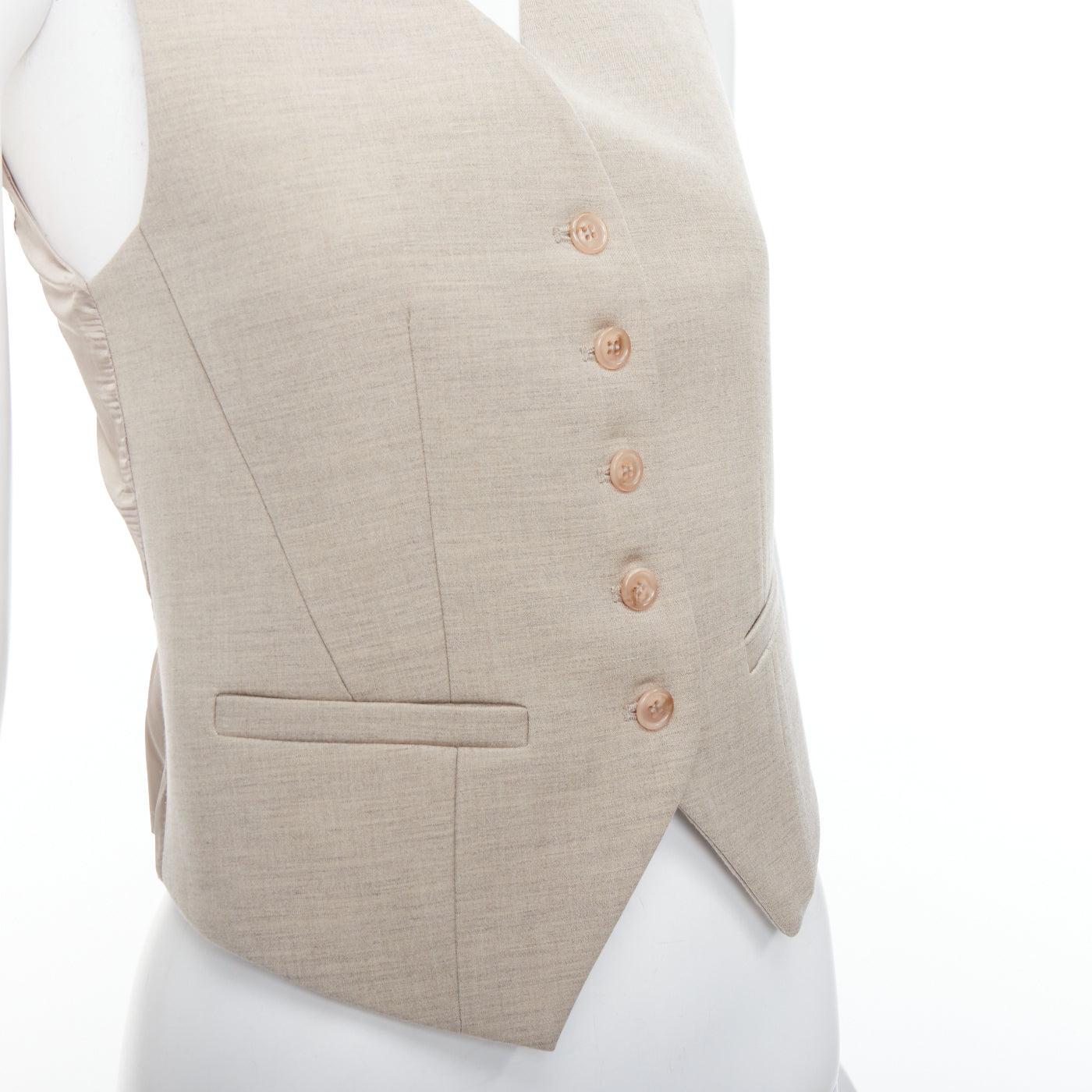 FRANKIE SHOP Gelso khaki tencel buttons waistcoat vest top XS For Sale 2