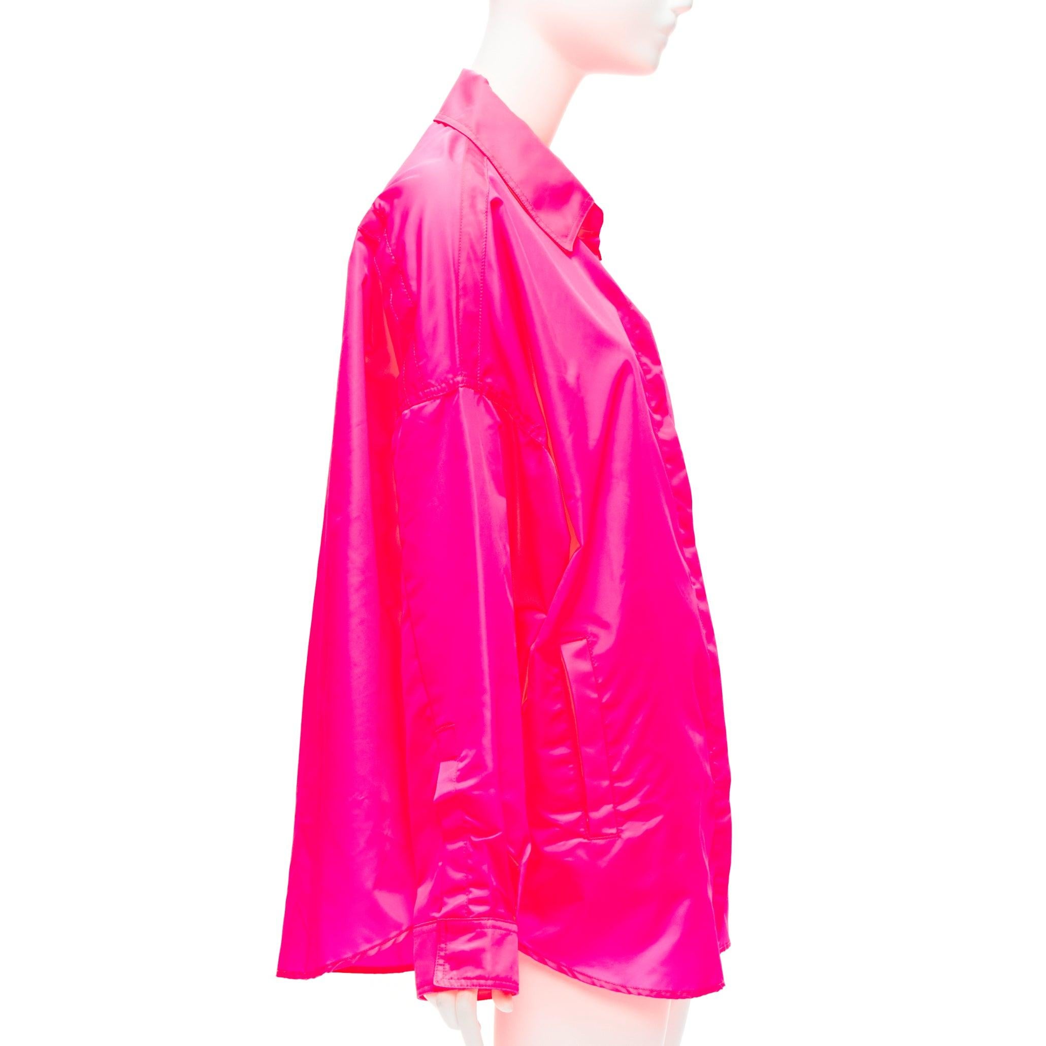 FRANKIE SHOP Perla hot pink nylon oversized shell shirt jacket XS In Good Condition For Sale In Hong Kong, NT