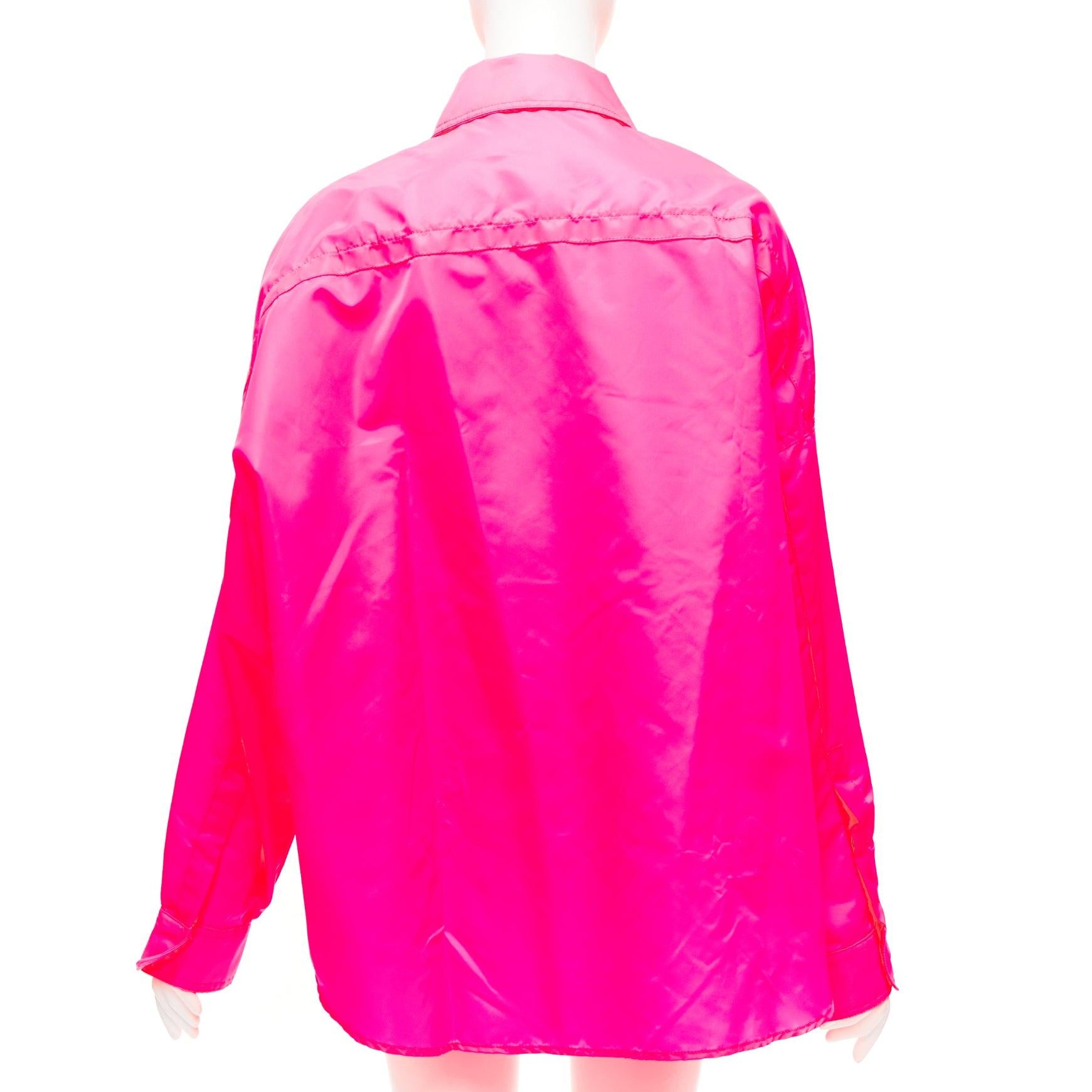 Women's FRANKIE SHOP Perla hot pink nylon oversized shell shirt jacket XS For Sale