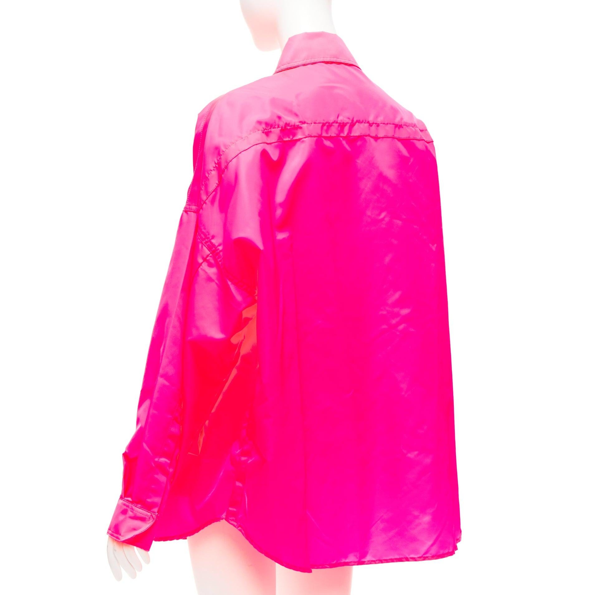 FRANKIE SHOP Perla hot pink nylon oversized shell shirt jacket XS For Sale 1