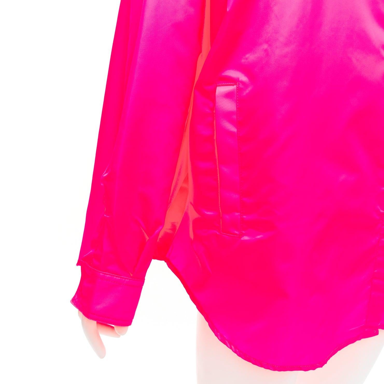 FRANKIE SHOP Perla hot pink nylon oversized shell shirt jacket XS For Sale 3