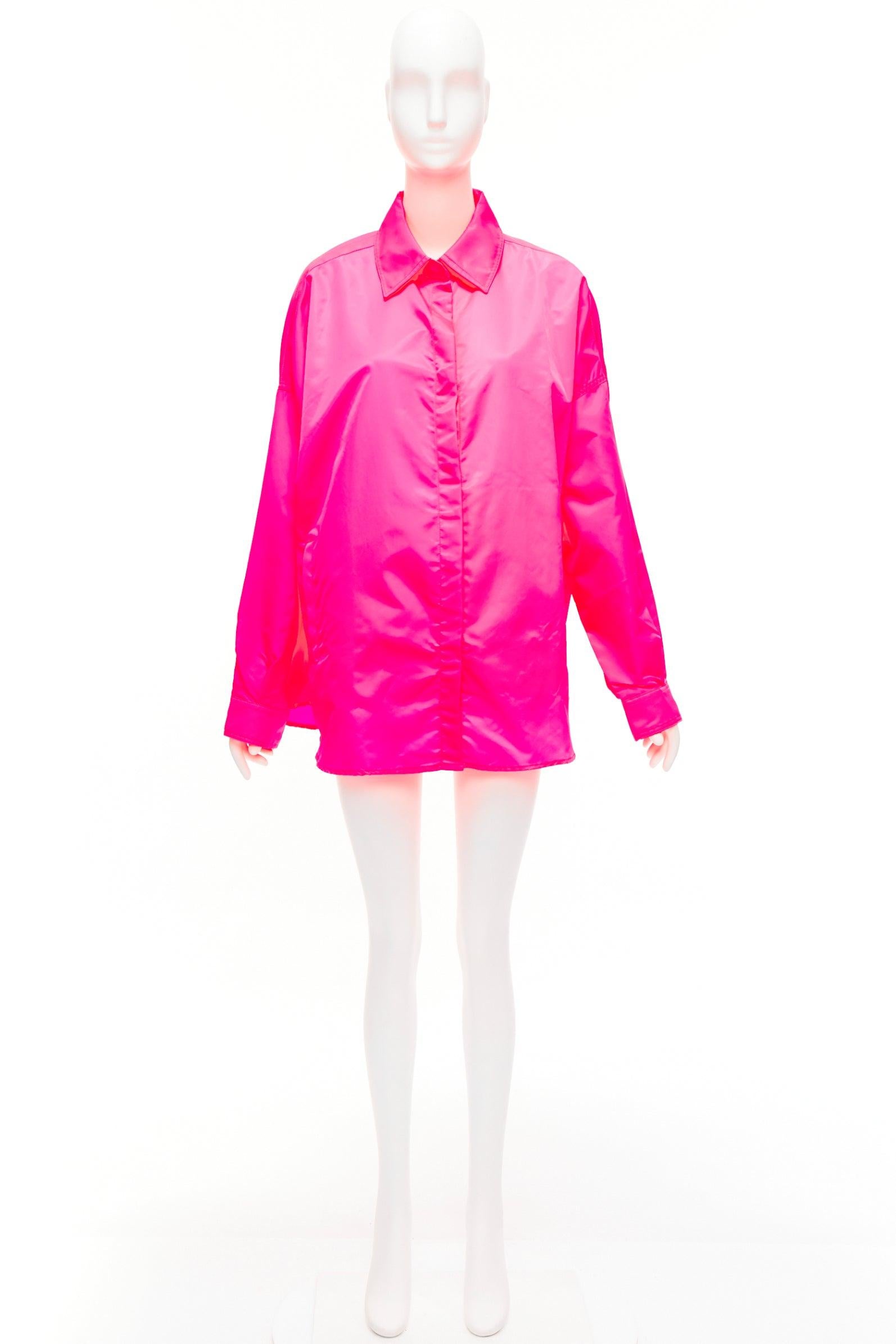 FRANKIE SHOP Perla hot pink nylon oversized shell shirt jacket XS For Sale 5