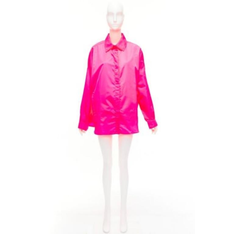 FRANKIE SHOP Perla hot pink nylon oversized shell shirt jacket XS For Sale 4