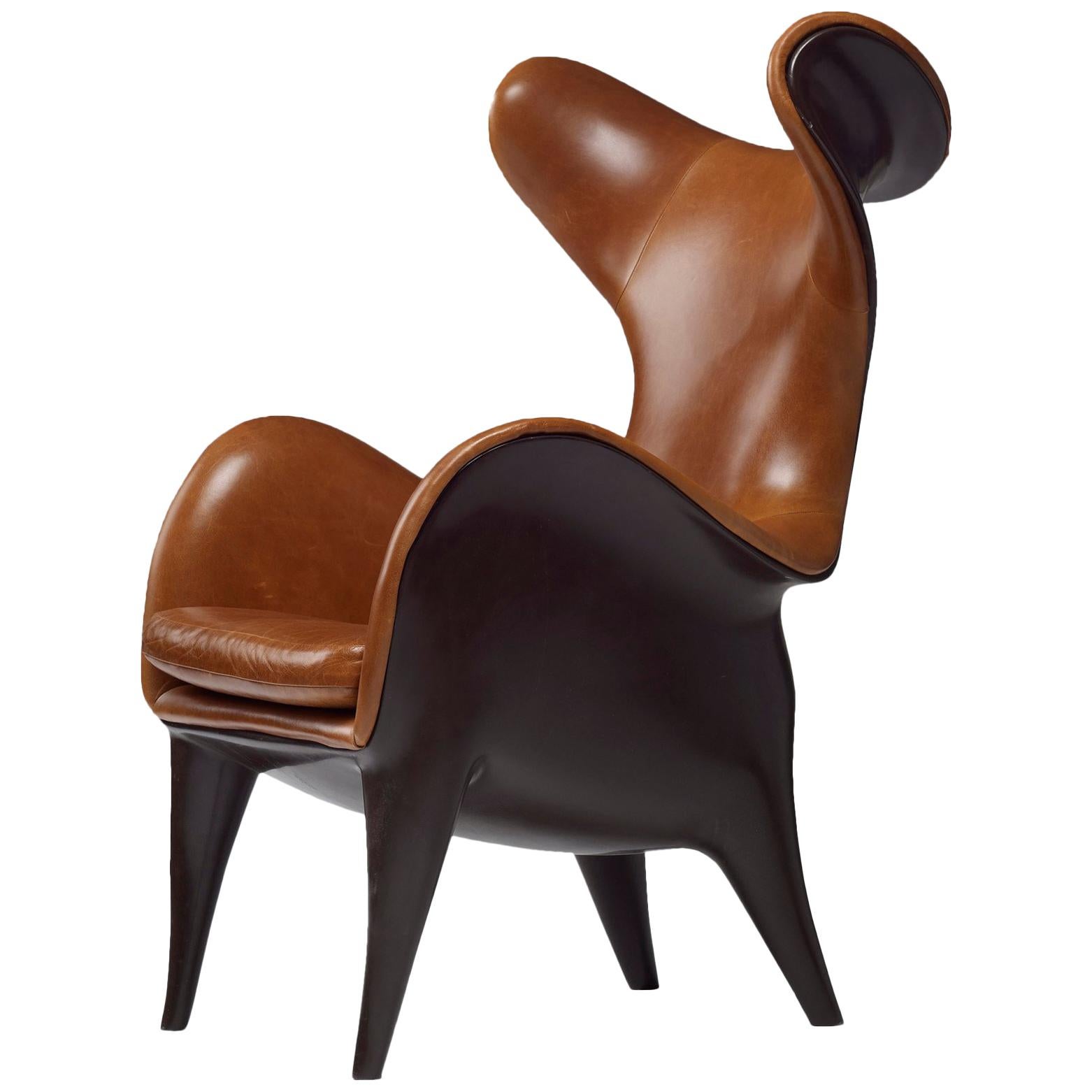 Frankie Wingback Chair/ Lounge Chair, Leather & Resin, Jordan Mozer, USA, 2018 For Sale 3