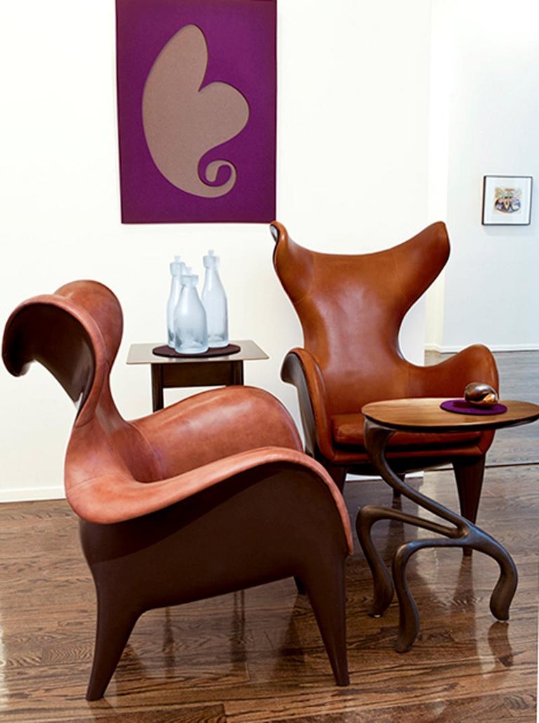 Frankie Wingback Chair/ Lounge Chair, Leather and Resin, Jordan Mozer