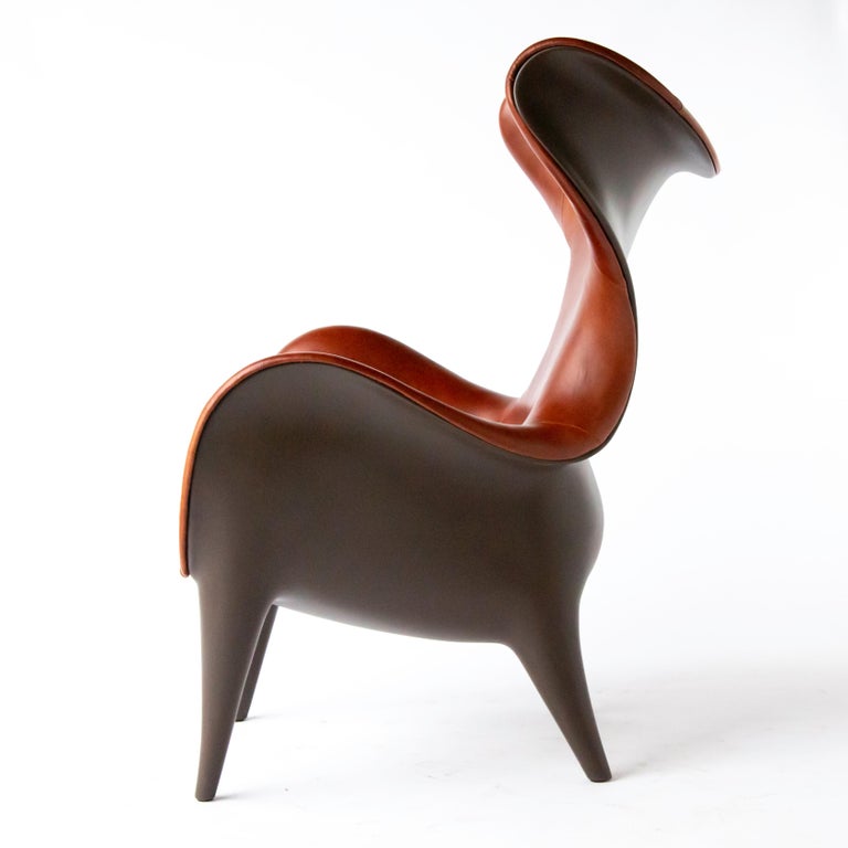 Frankie Wingback Chair/ Lounge Chair, Leather and Resin, Jordan Mozer
