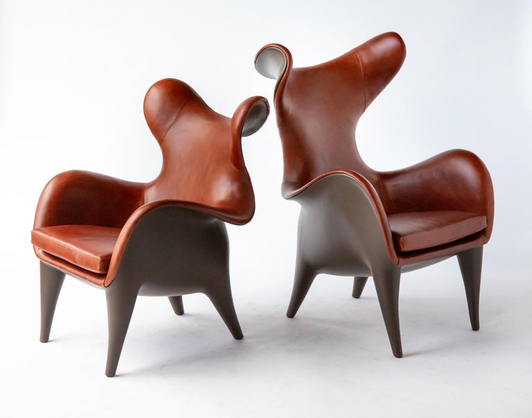 Frankie Wingback Chair/ Lounge Chair, Leather and Resin, Jordan Mozer