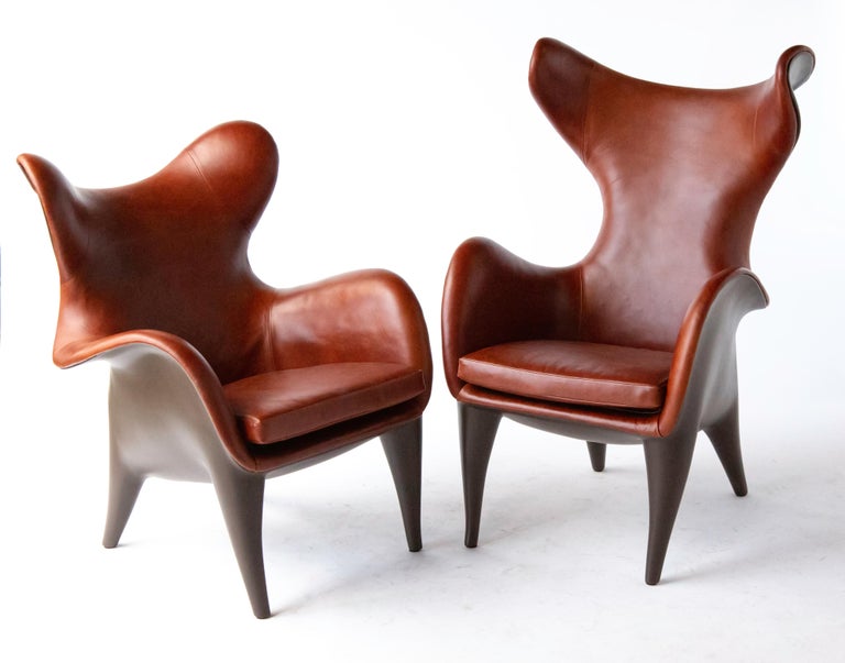Frankie Wingback Chair/ Lounge Chair, Leather and Resin, Jordan Mozer