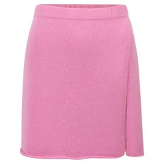Mini-jupe Frankies Bikinis rose cachemire tricoté à lacets, taille L