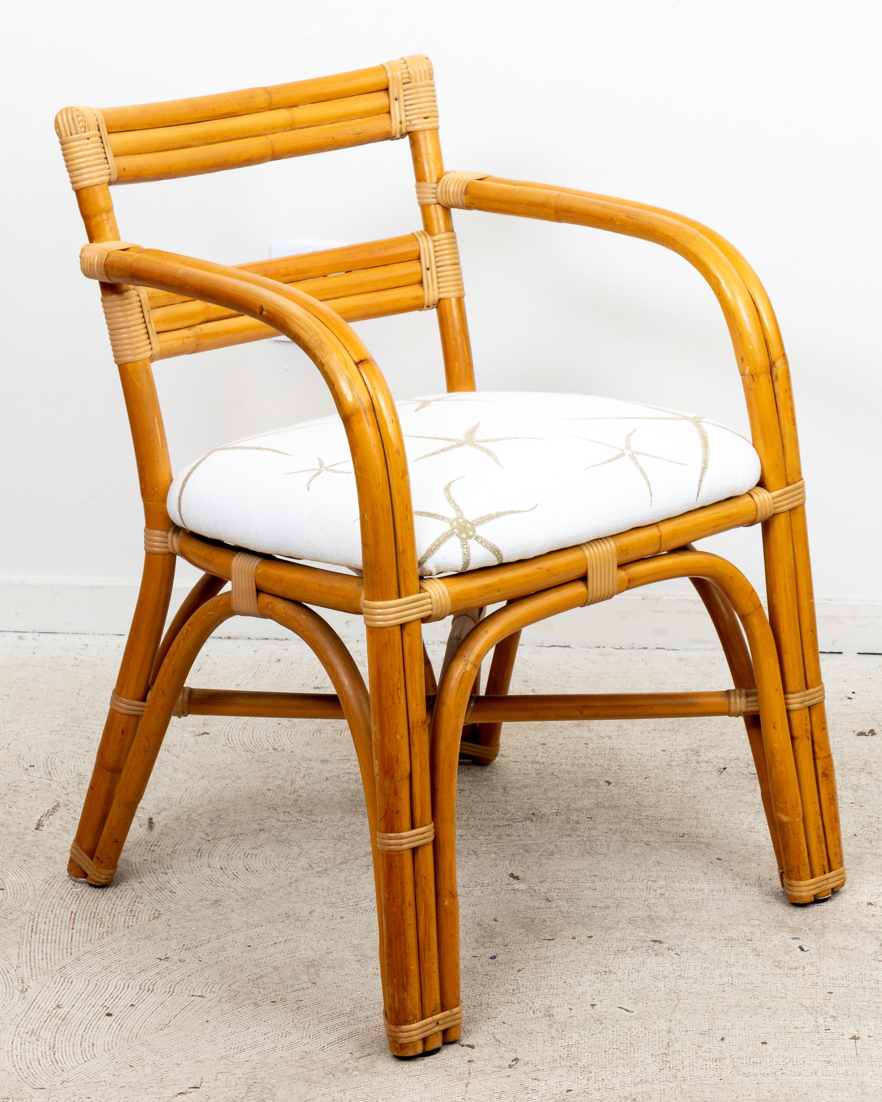20th Century Frankl Style Bamboo Rattan Arm Chair For Sale