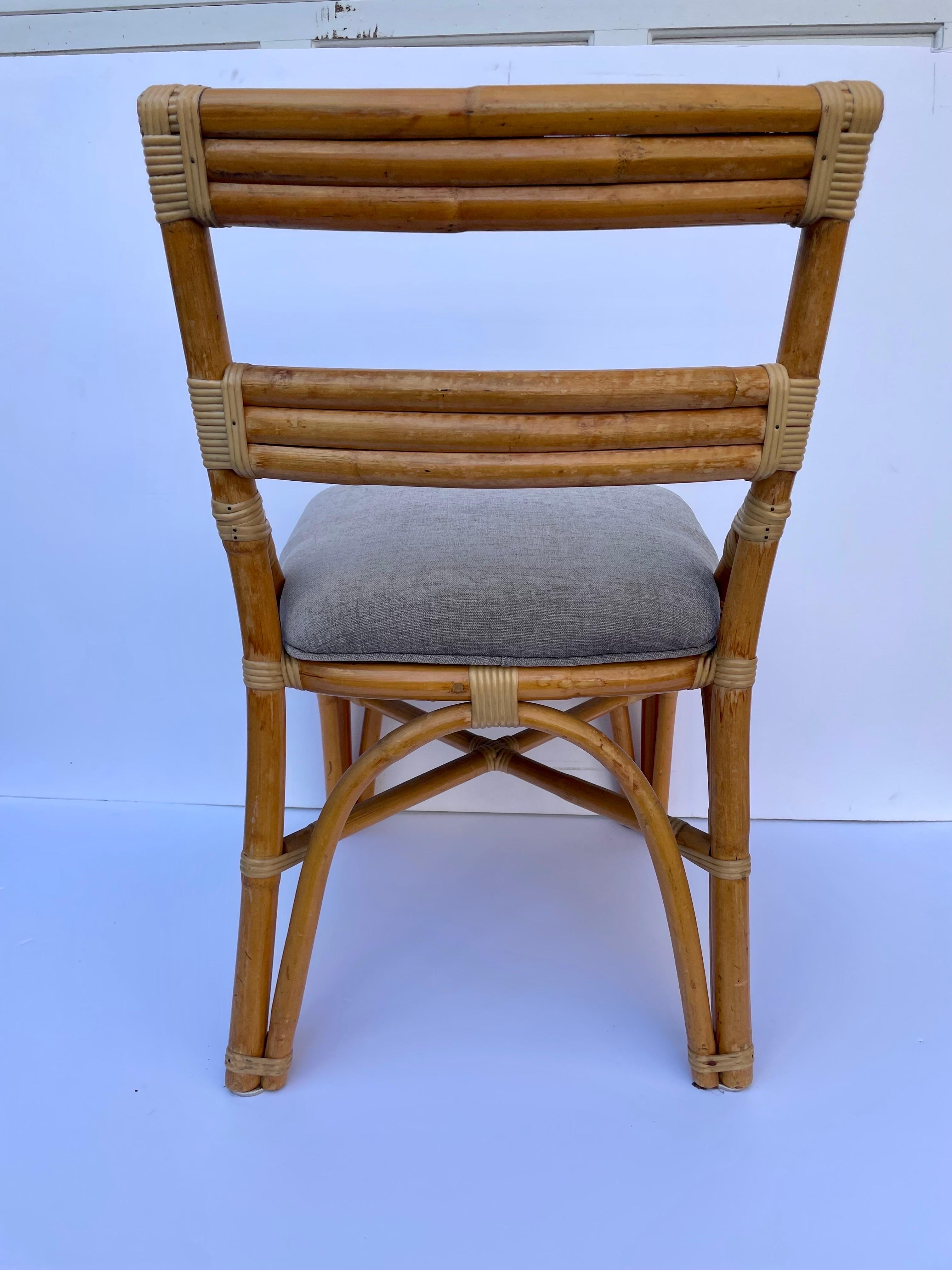 Upholstery Frankl Style Bamboo Rattan Side or Desk Chair For Sale