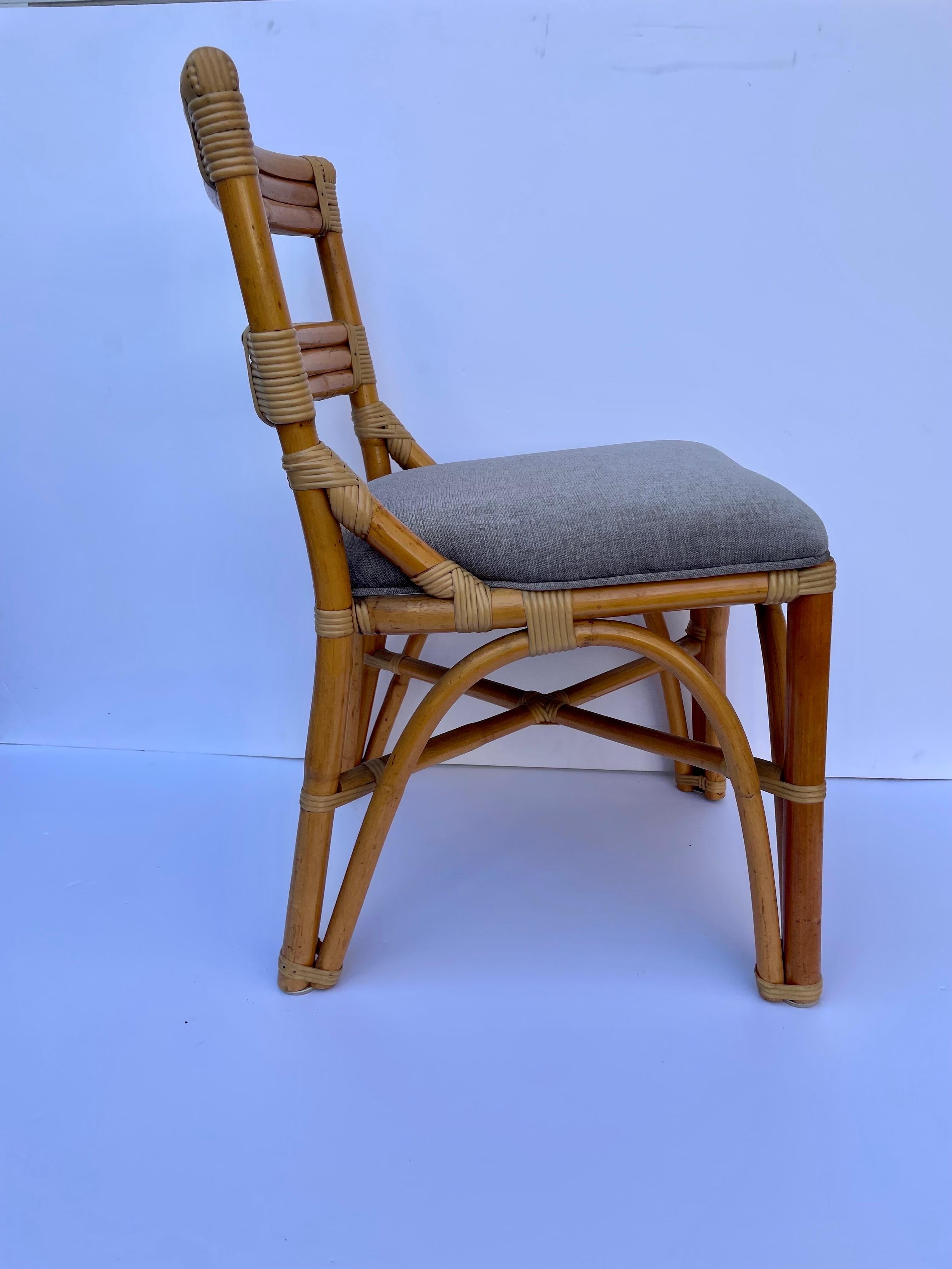 Chaise de bureau ou d'appoint en bambou et rotin de style Frankl en vente 1