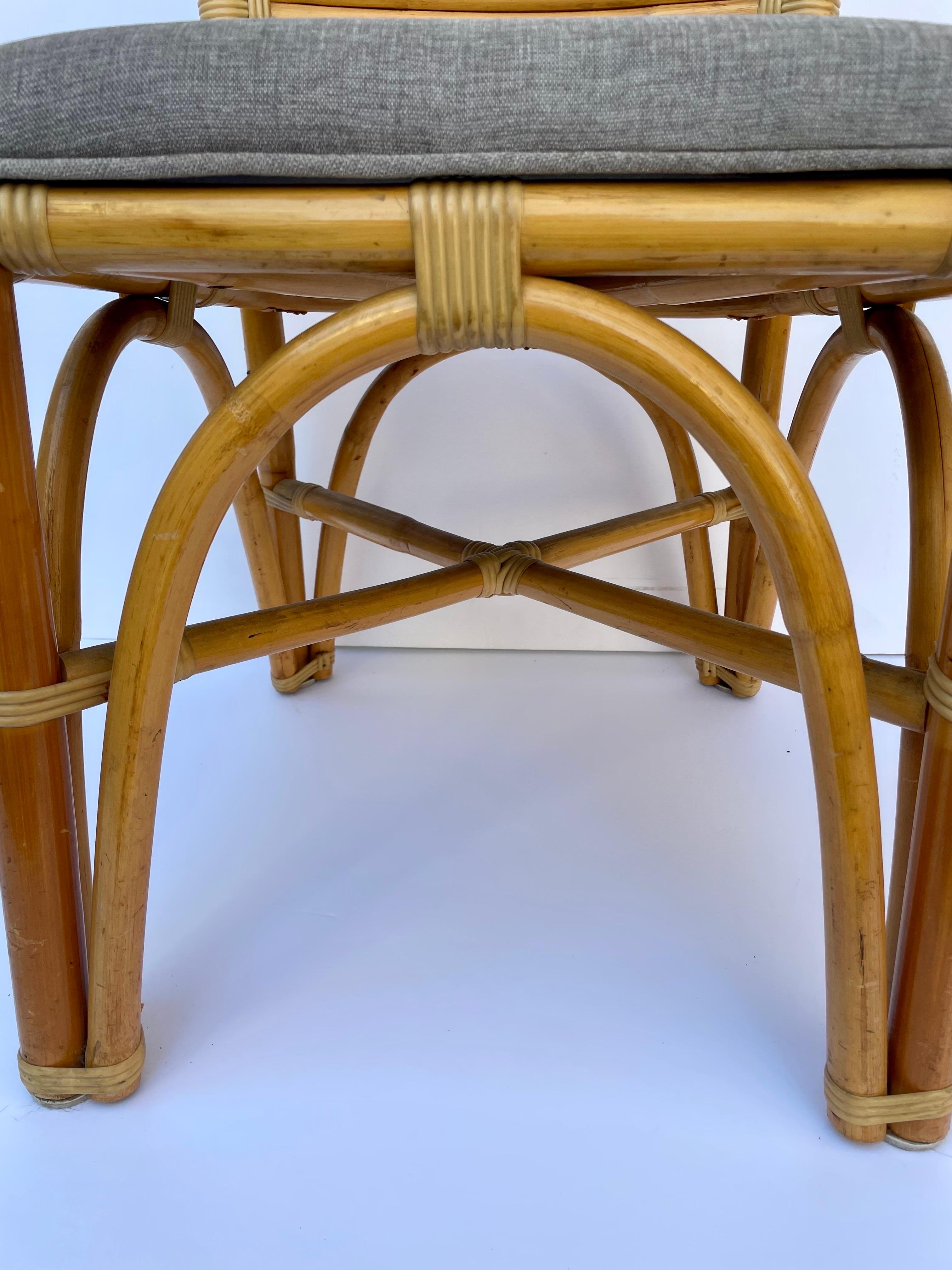 Chaise de bureau ou d'appoint en bambou et rotin de style Frankl en vente 3