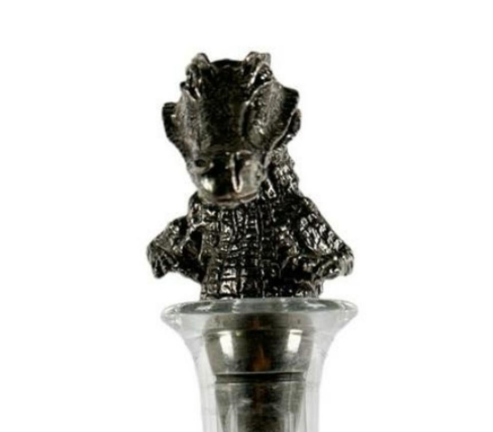 Late 20th Century Frankli Wild Pewter & Crystal Alligator Form Decanter For Sale
