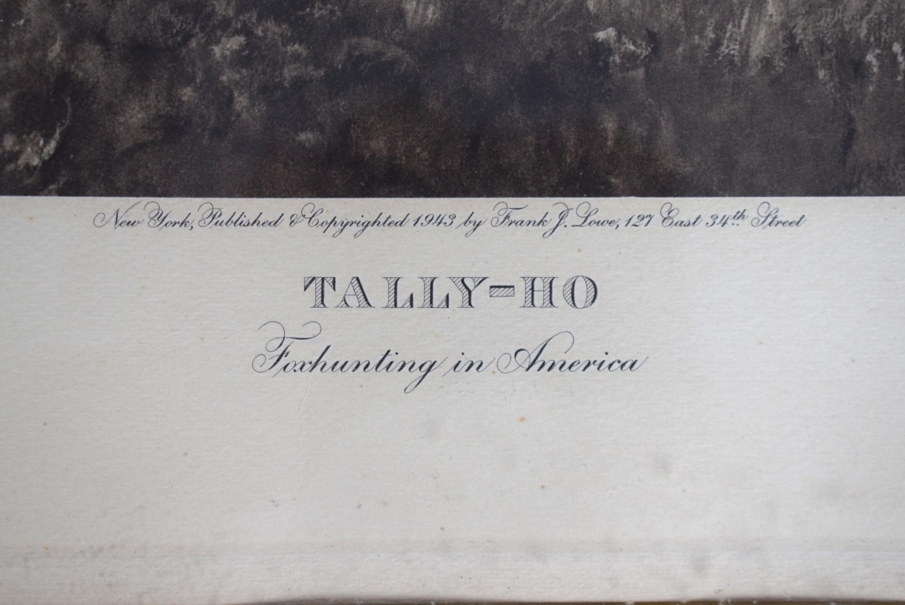 Tally-Ho: Foxhunting In America 1943 Lithograph by Franklin B. Voss (SIGNED) For Sale 2