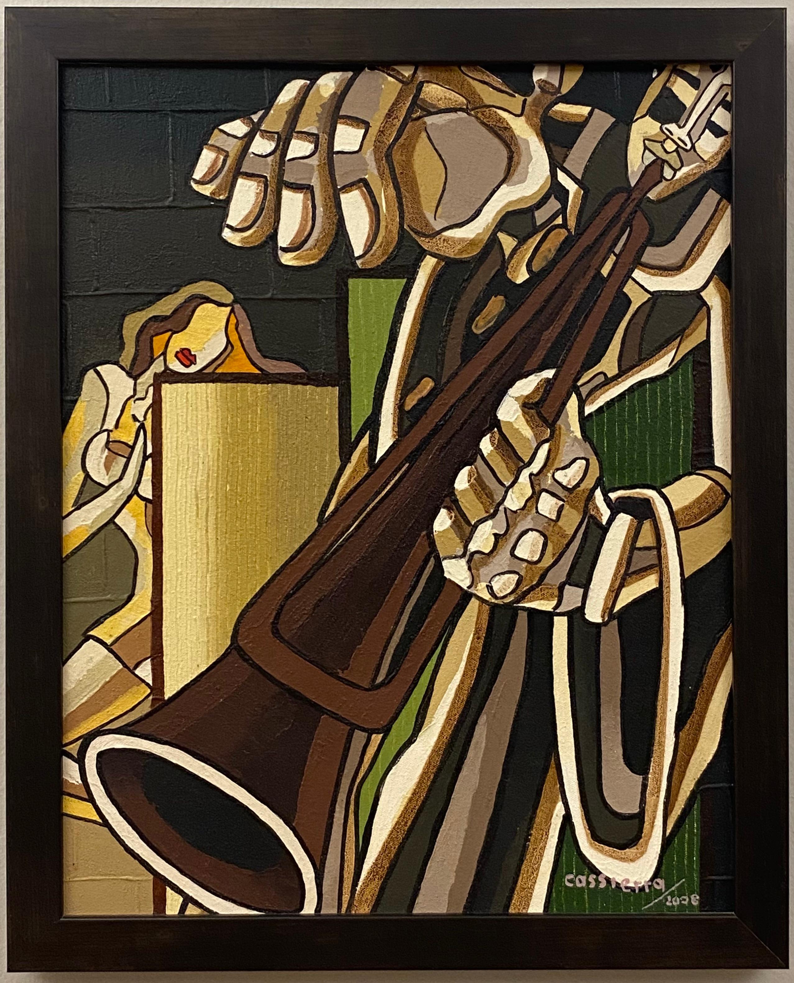 Franklin Cassierra Oil on Canvas Painting Jazz Musician For Sale 4