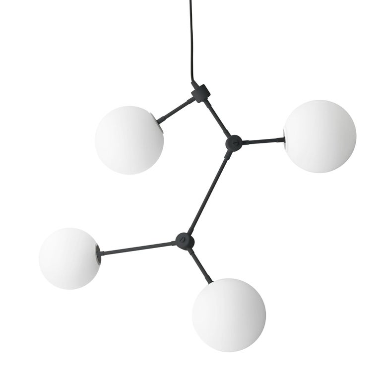 Franklin Chandelier, Black, UL and Four TR Shiny Bulbs Set by Søren