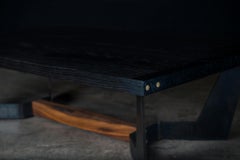 Franklin Coffee Table by Ambrozia, Charred Oak, Blackened Steel & Walnut Base