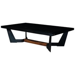 Franklin Coffee Table by Ambrozia, Charred Oak, Blackened Steel & Walnut Base