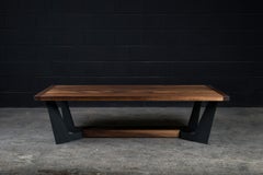 Franklin Coffee Table by Ambrozia, Solid Walnut, Blackened Steel & Brass Details