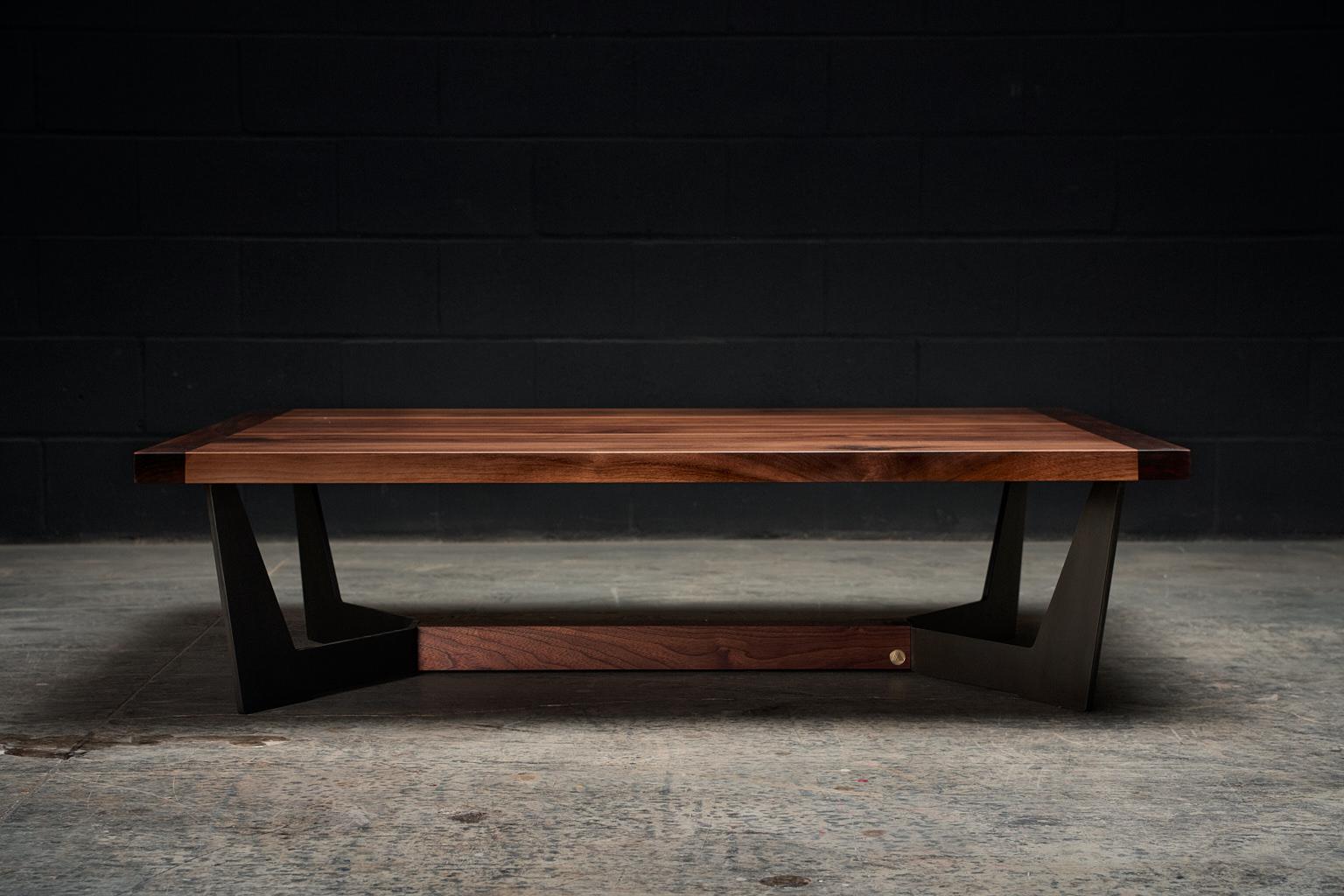 FRANKLIN Coffee Table XL by AMBROZIA, Solid Ebonized Oak & Blackened Steel In New Condition For Sale In Drummondville, Quebec