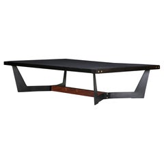 FRANKLIN Coffee Table XL by AMBROZIA, Solid Ebonized Oak & Blackened Steel