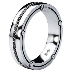 FRANKLIN Bague ajustée et confortable en or blanc 14k avec diamants noirs de 0,50 carat