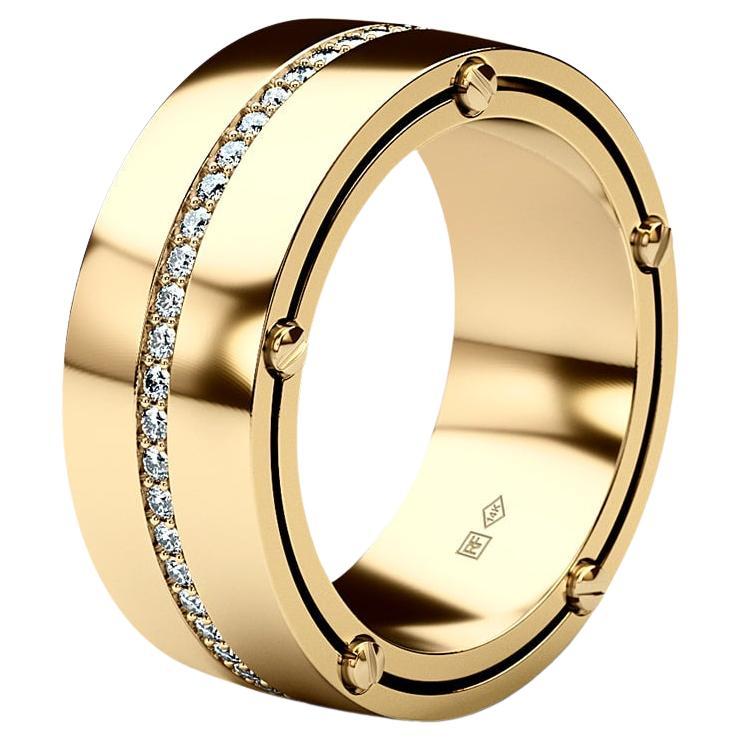 FRANKLIN Comfort Fit 14k Yellow Gold Ring with 0.50ct Diamonds - Wide Version For Sale